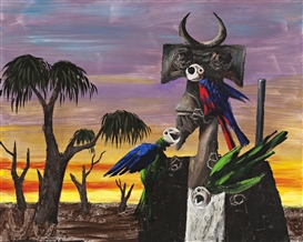 INTRUDER AND PARROTS by Albert Tucker